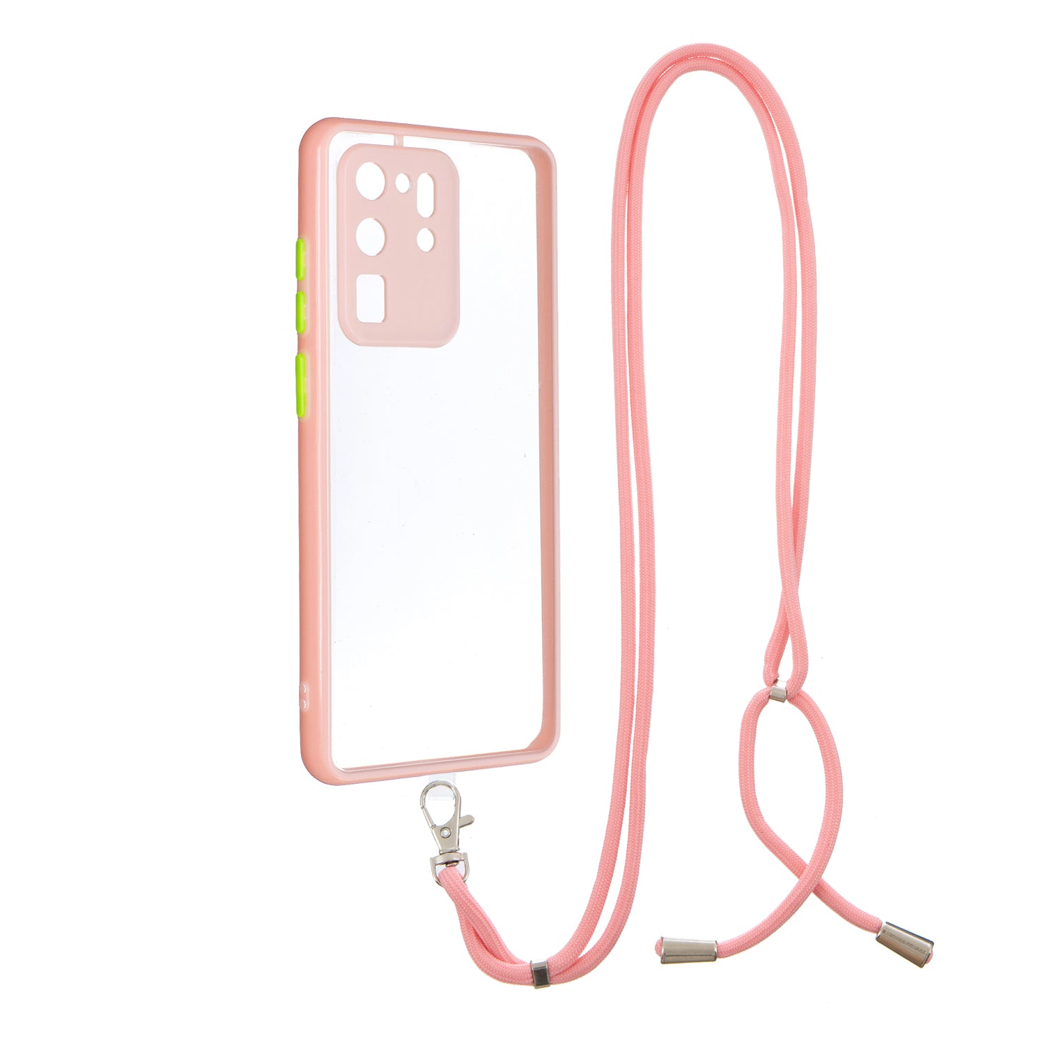 Transparent TPU + Acrylic Combo Back Phone Cover Shell with Lanyard for Samsung Galaxy S20 Ultra 4G/5G - Pink Transparent TPU + Acrylic Combo Back Phone Cover Shell with Lanyard for Samsung Galaxy S20 Ultra 4G/5G - Pink